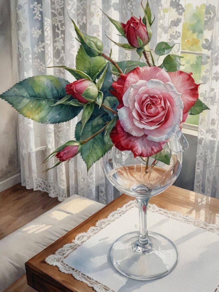 バラの花びらは光で色がグラデーション