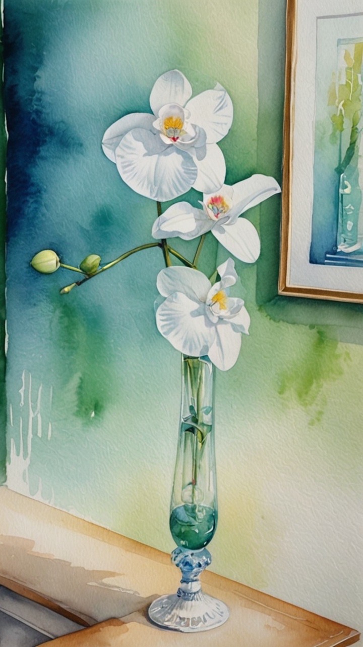 花の水彩画 AI水彩画：幸せの花 – ハッピーライフ90