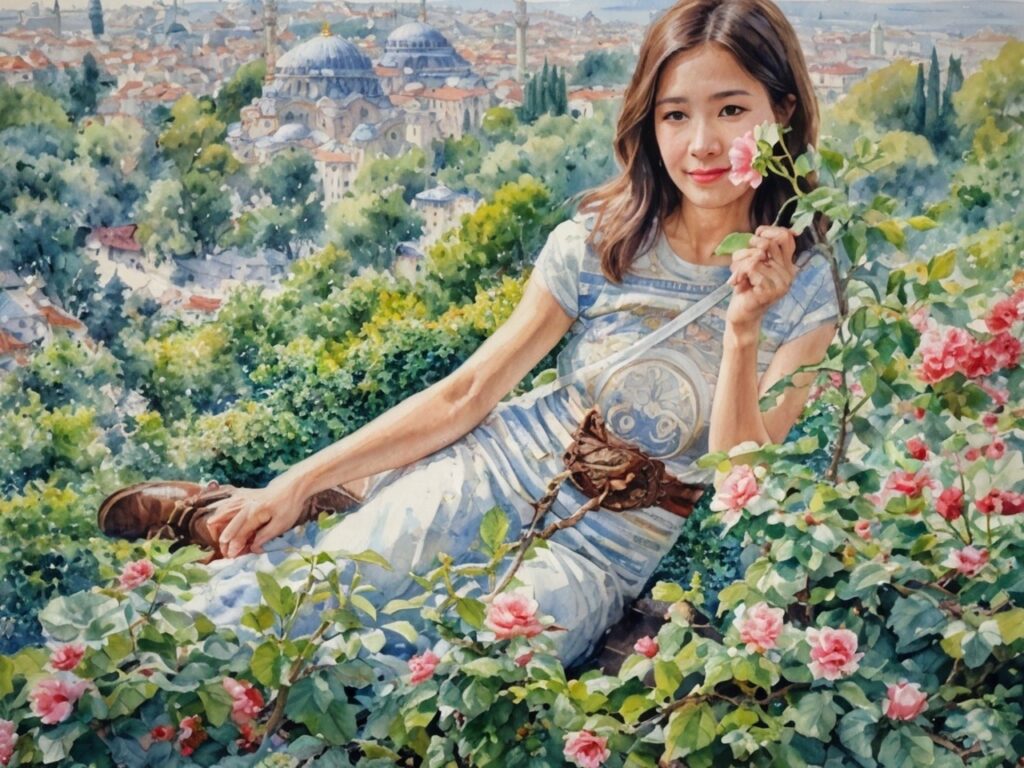 モデルになってくれた少女(AI水彩画)
