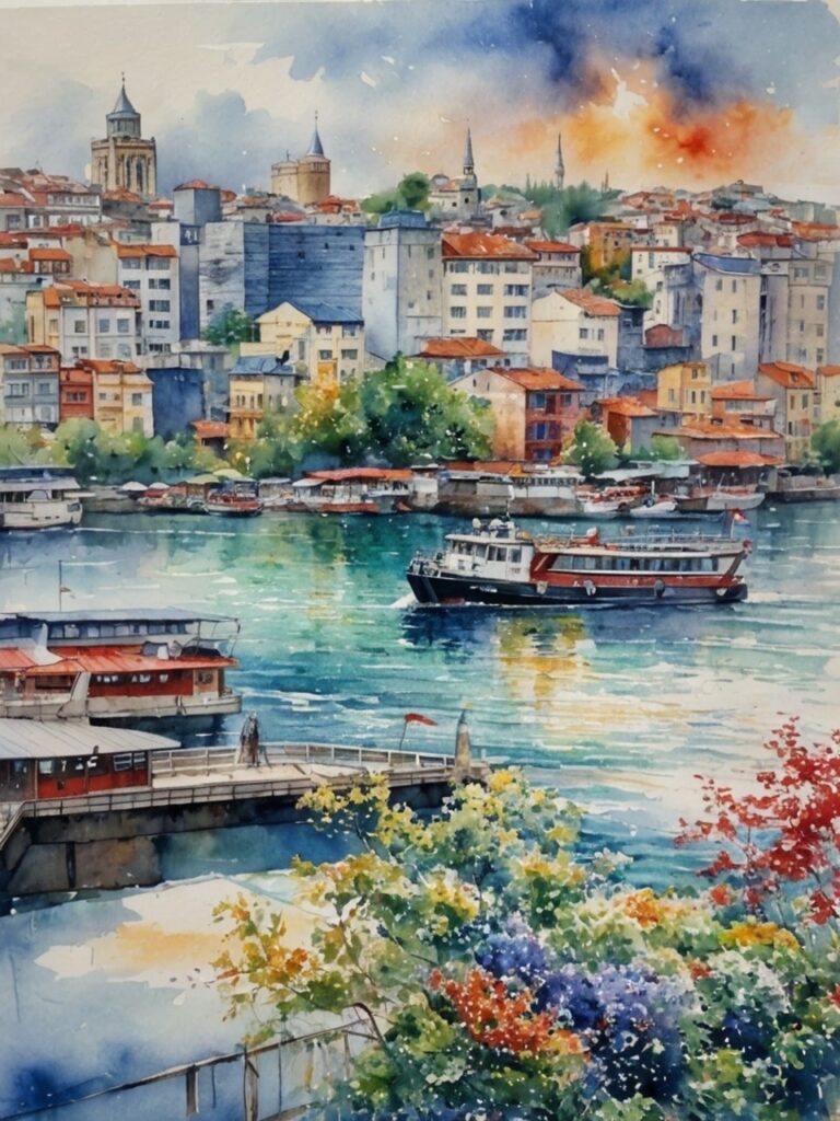 イスタンブールの歴史(AI水彩画)