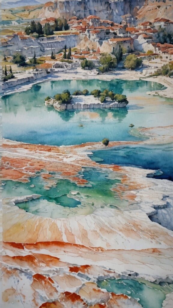 美しい石灰岩の風景(AI水彩画)