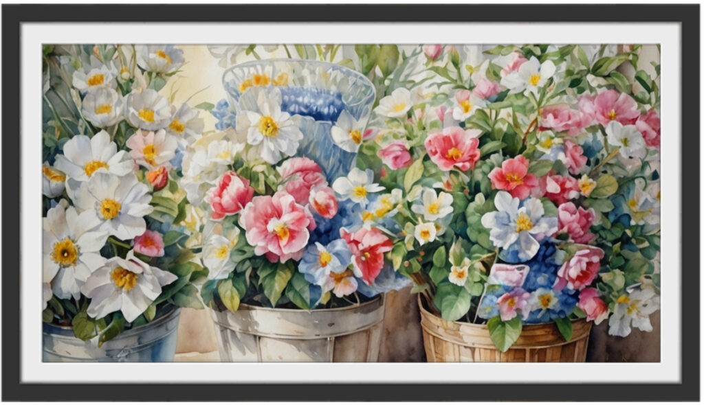 船室のおもてなしの花(水彩画）