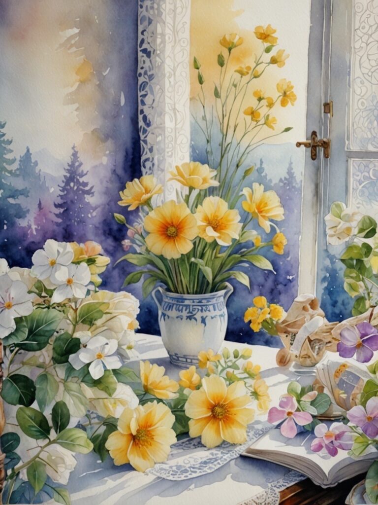 53_54 秋の朝 花いっぱいでお出迎え