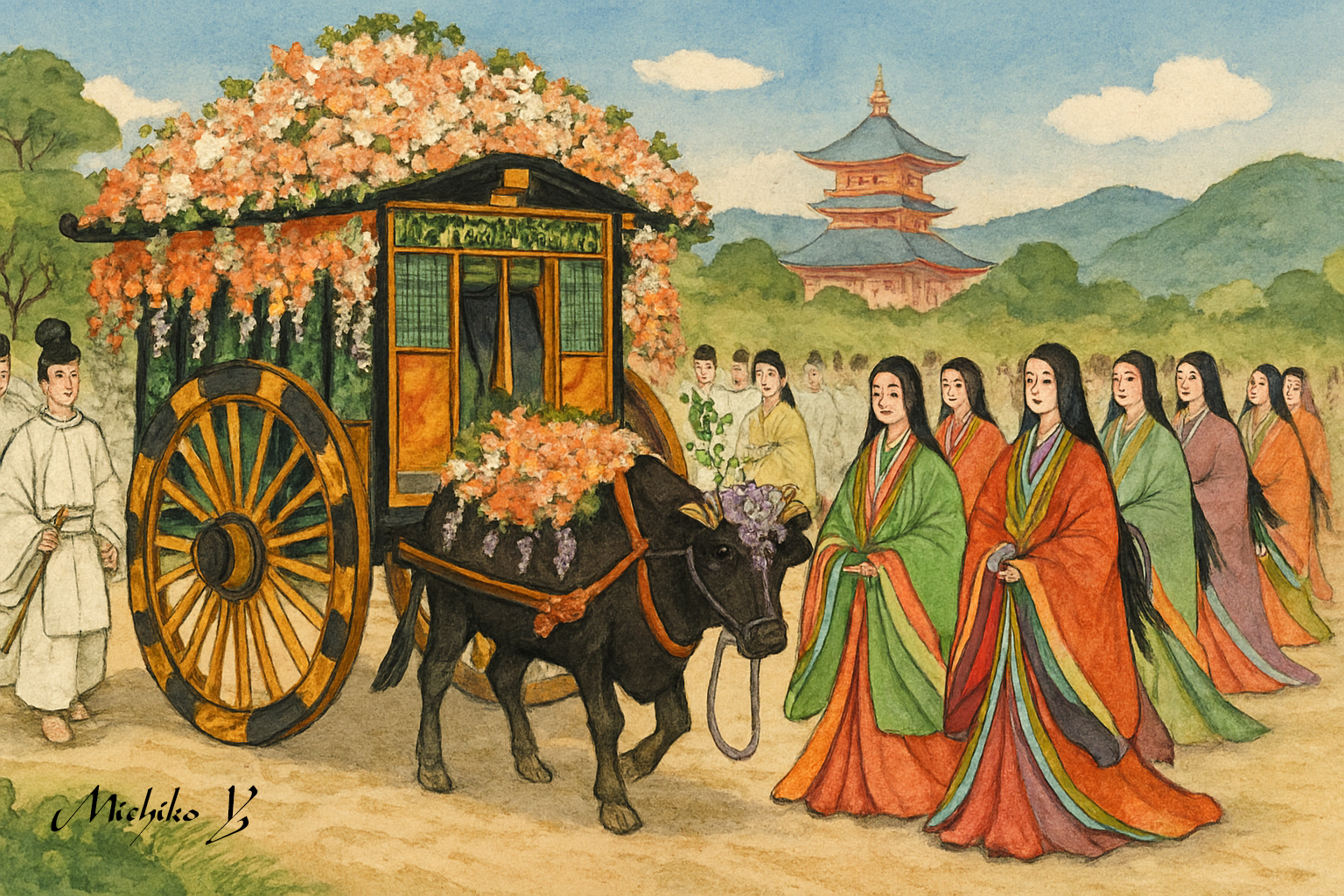 Microsoft Copilotで絵を描く
イラスト画:平安時代:京都の葵祭
