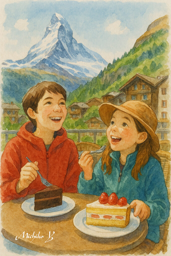 Microsoft Copilotで絵を描く
ケーキ美味しい!マッターホルンの麓のケーキ屋さん