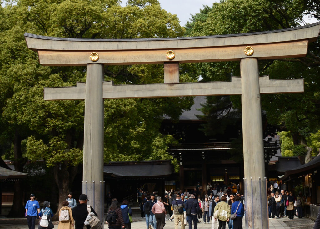 明治神宮の入り口の鳥居：百年過ぎた歴史を感じます。