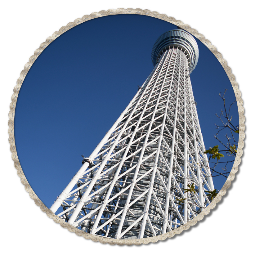 東京スカイツリーの断面は、足元は三角形